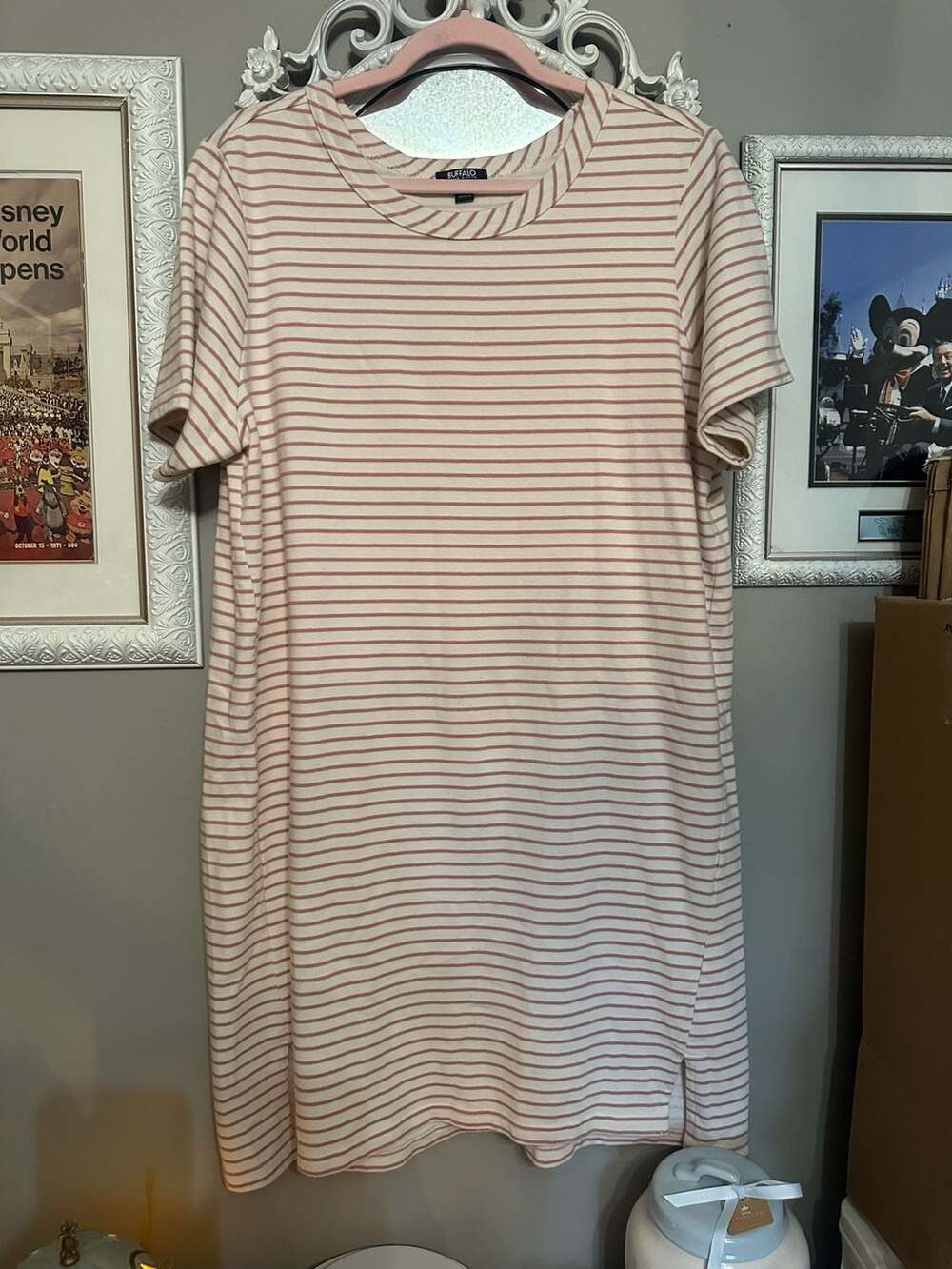 Buffalo David Bitton Women's Striped Short Sleeve Cotton-Blend T-Shirt Dress
